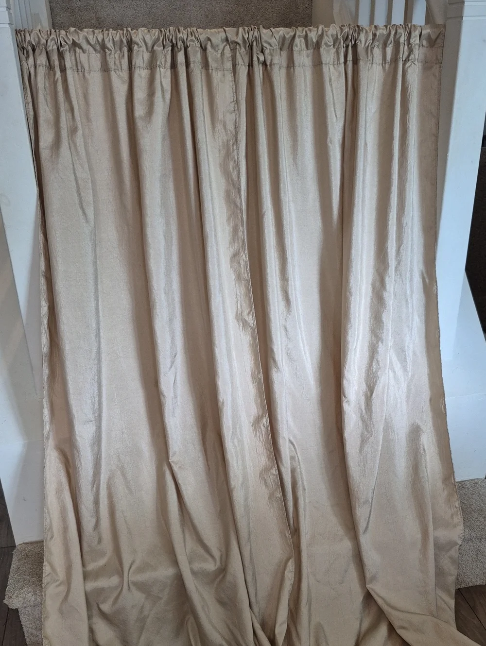 Long Neutral Beige Tan Curtain Panel - Light Draped Window Curtain 80x84